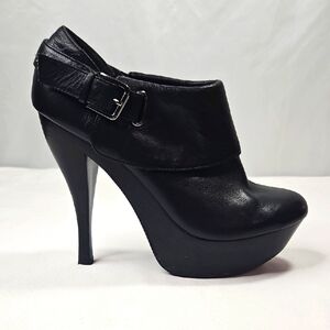 Auri Black Italian Booties/Stiletto Heels with Platform Sole Size 9